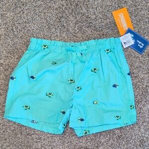 Gymboree Turquoise Swim Shorts with Fish Embroidery 4t